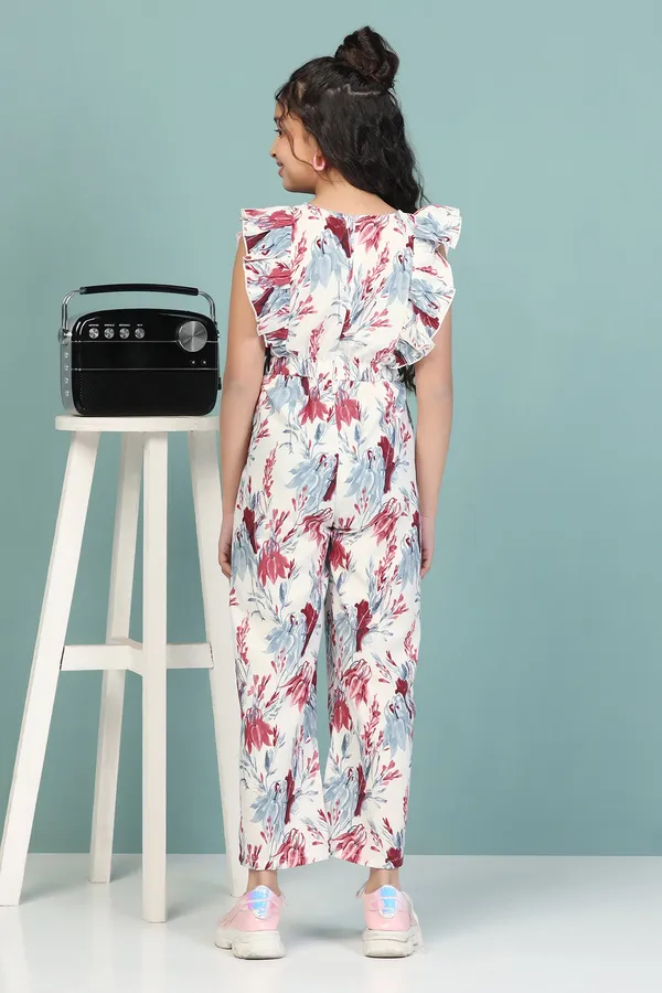 White_All_Over_Printed_Basic_Jumpsuit_For_Girls
