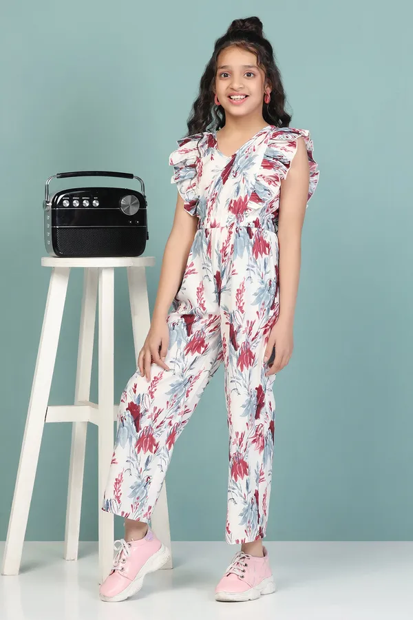 White_All_Over_Printed_Basic_Jumpsuit_For_Girls