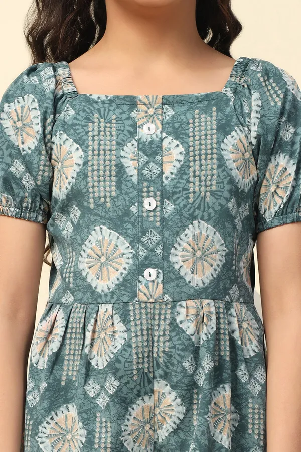 Peacock_Blue_All_Over_Printed_Basic_Jumpsuit_For_Girls