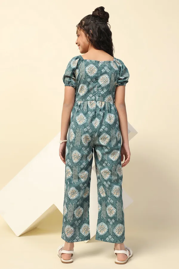 Peacock_Blue_All_Over_Printed_Basic_Jumpsuit_For_Girls