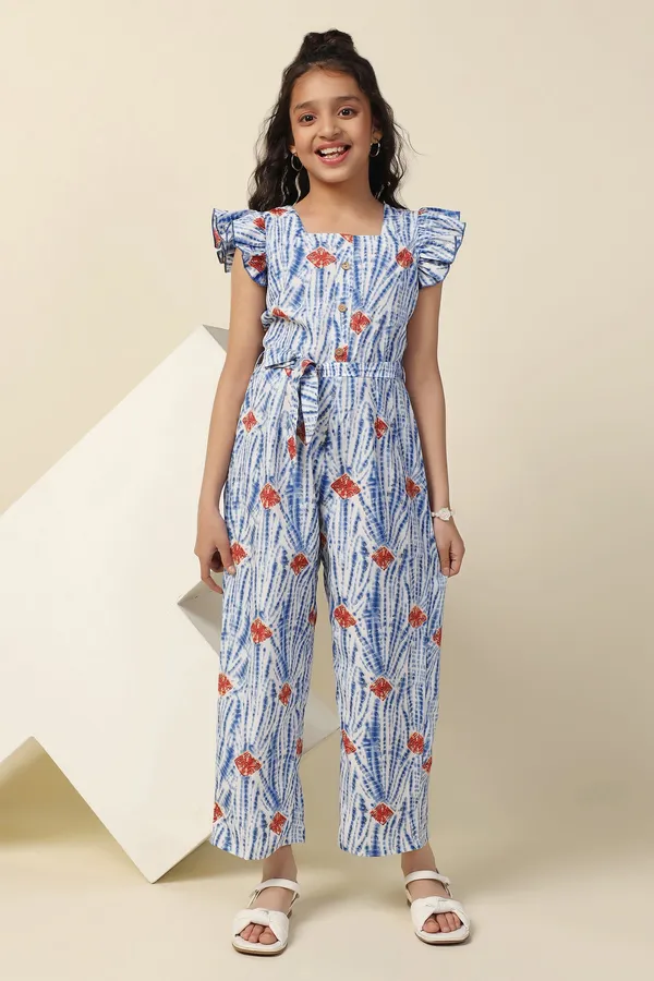 Sky_Blue_All_Over_Printed_Basic_Jumpsuit_For_Girls