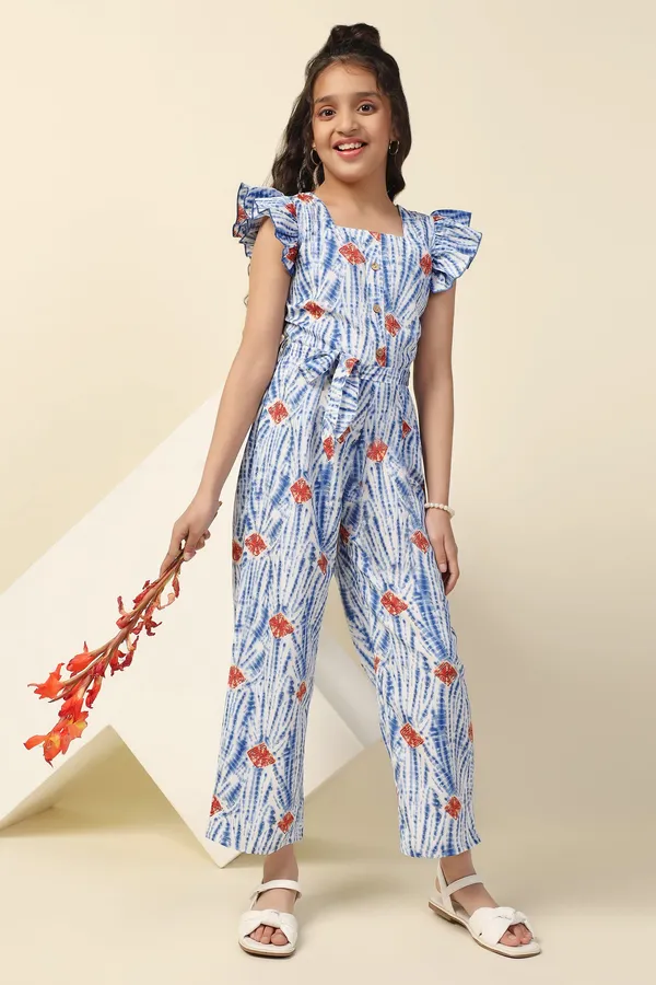 Sky_Blue_All_Over_Printed_Basic_Jumpsuit_For_Girls