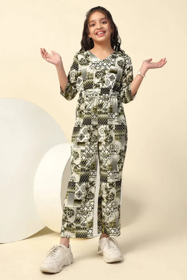 Green_Crepe_All-Over_Printed_Fit_&_Flare_Ankle_Length_Jumpsuit_For_Girls