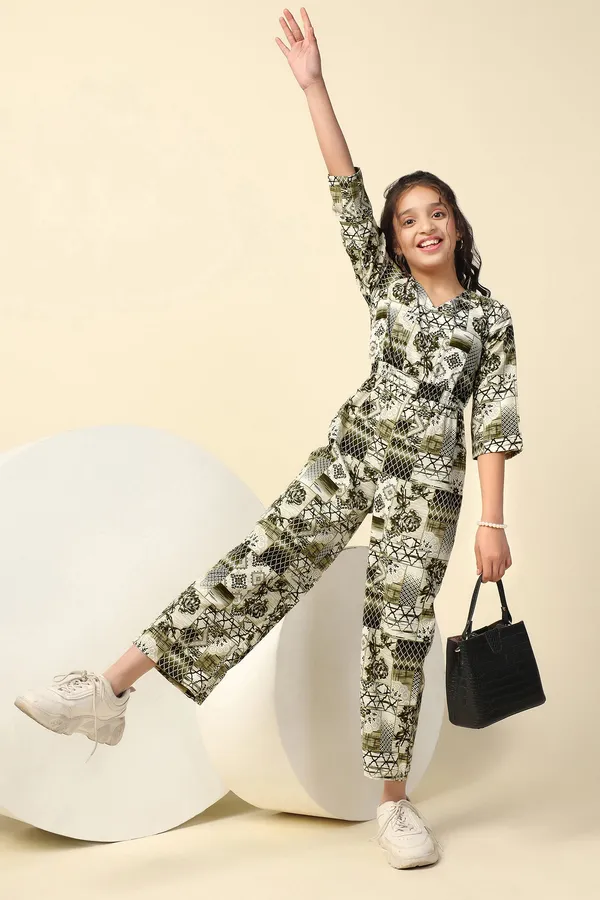 Green_Crepe_All-Over_Printed_Fit_&_Flare_Ankle_Length_Jumpsuit_For_Girls
