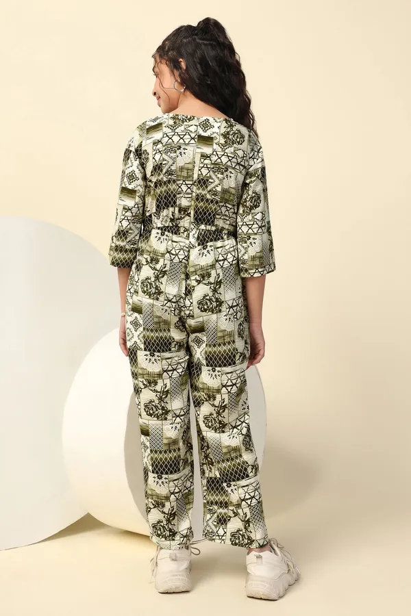 Green_Crepe_All-Over_Printed_Fit_&_Flare_Ankle_Length_Jumpsuit_For_Girls