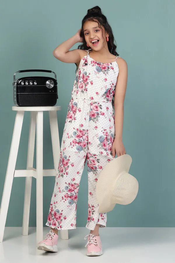 White_All_Over_Printed_Strappy_Jumpsuit_For_Girls