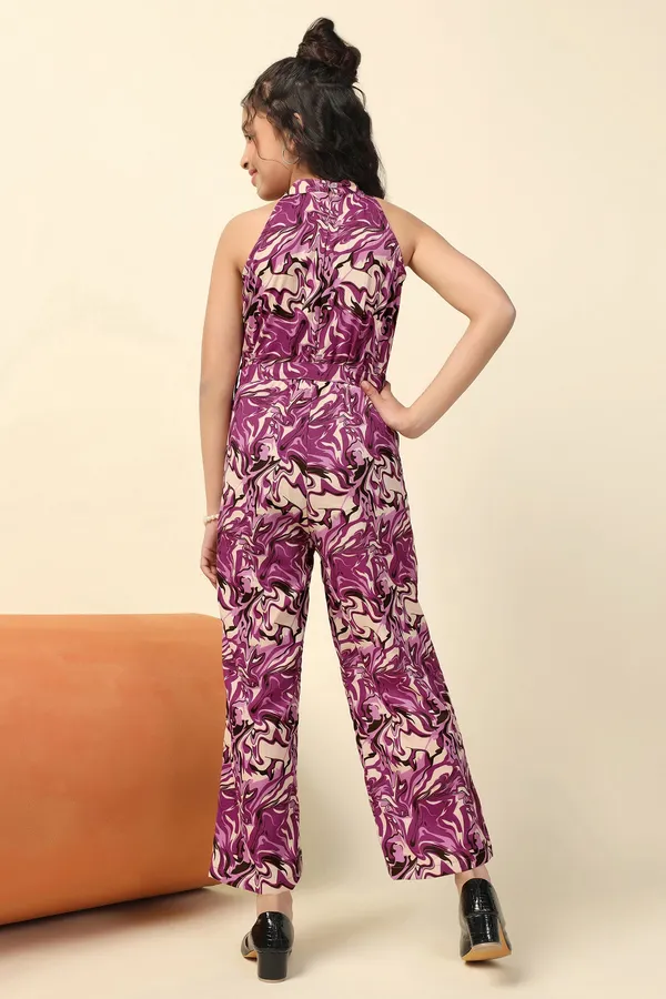 Purple_Ankle_Length_Abstract_Print_Regular_Jumpsuit_For_Girls