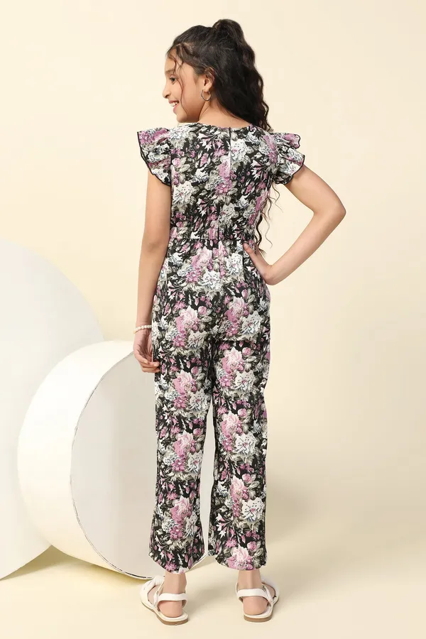 Black_All_Over_Floral_Printed_Basic_Jumpsuit_For_Girls