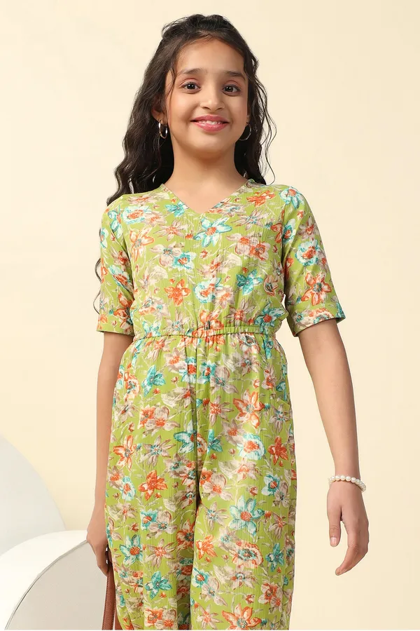 Green_All_Over_Floral_Printed_Basic_Jumpsuit_For_Girls