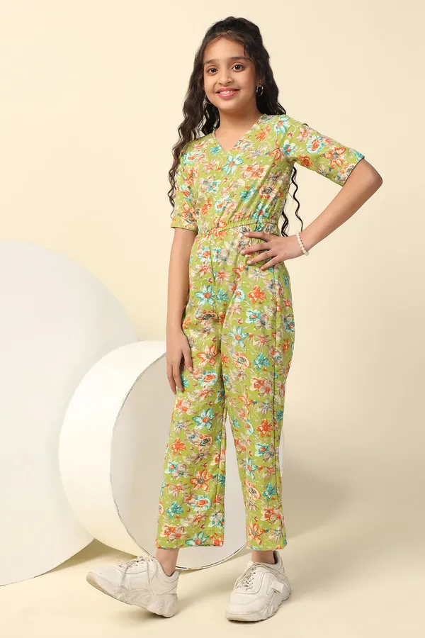 Green_All_Over_Floral_Printed_Basic_Jumpsuit_For_Girls