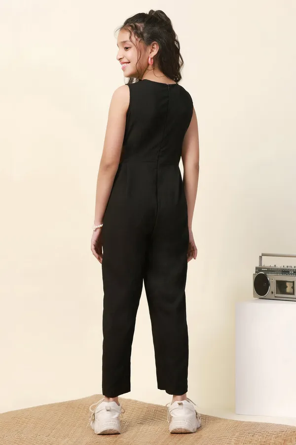 Black_Solid_Long_Sleeveless_Jumpsuit_For_Girls