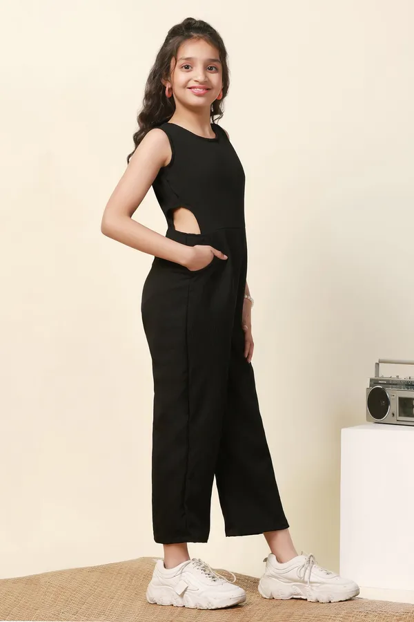 Black_Solid_Long_Sleeveless_Jumpsuit_For_Girls