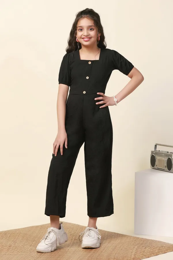 Black_Floral_Solid_Long_Jumpsuit_For_Girls