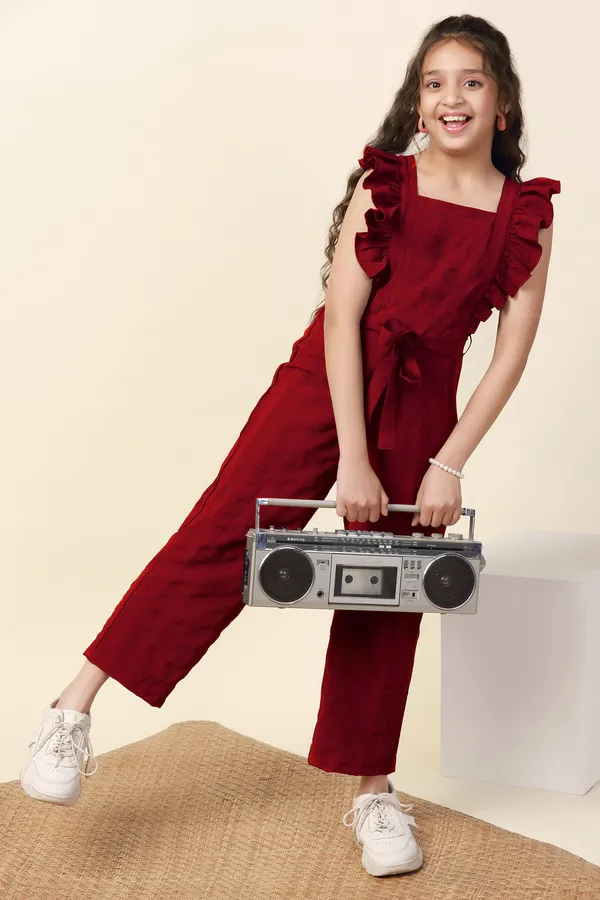 Maroon_Solid_Ankle_Length_Jumpsuit_For_Girls