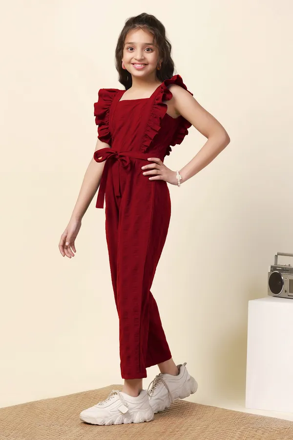 Maroon_Solid_Ankle_Length_Jumpsuit_For_Girls
