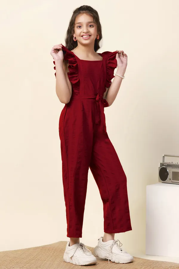 Maroon_Solid_Ankle_Length_Jumpsuit_For_Girls