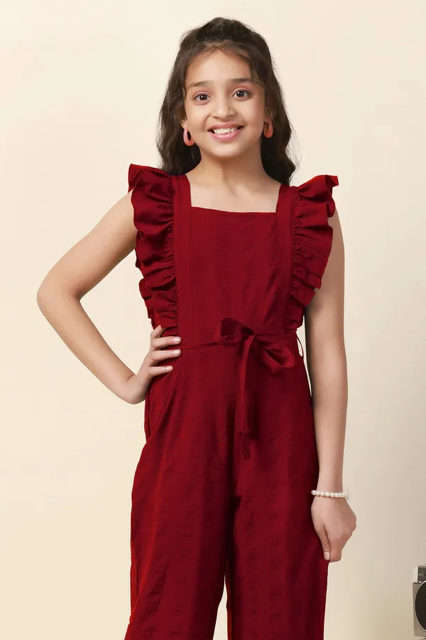 Maroon_Solid_Ankle_Length_Jumpsuit_For_Girls