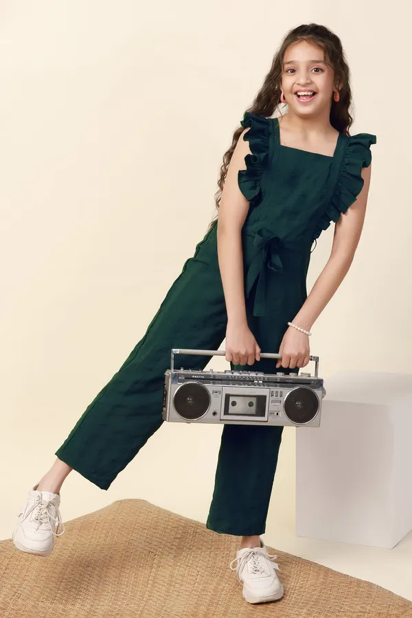 Green_Solid_Ankle_Length_Jumpsuit_For_Girls