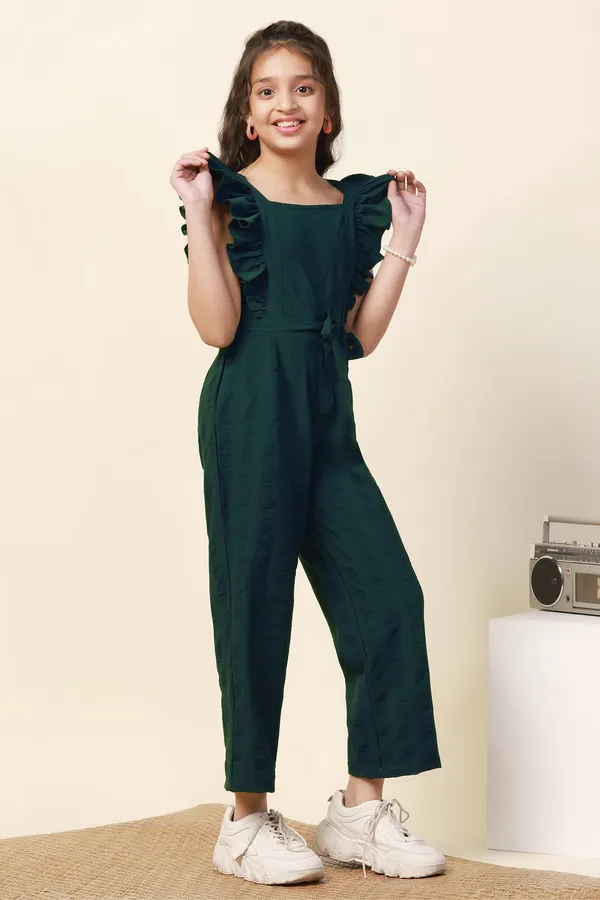 Green_Solid_Ankle_Length_Jumpsuit_For_Girls