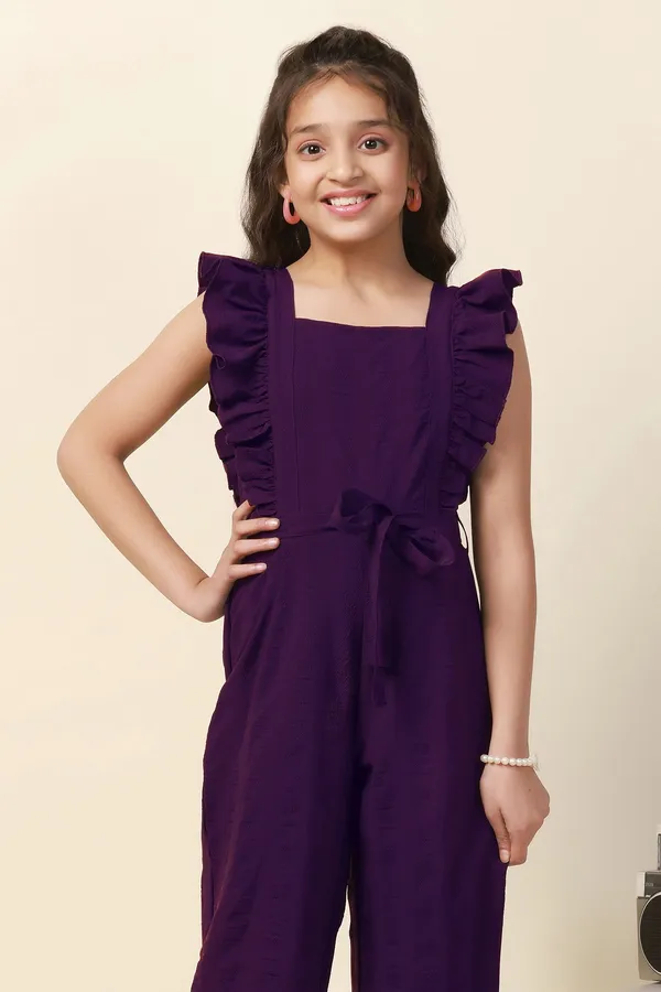Purple_Solid_Ankle_Length_Jumpsuit_For_Girls