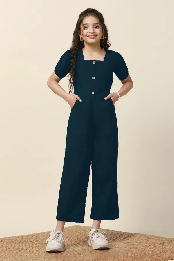 Dark_Blue_Sugarcane_Solid_Ankle_Length_Jumpsuit_For_Girls