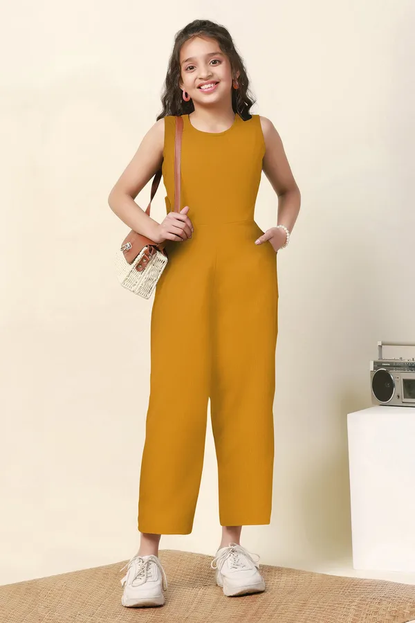 Mustard_Sugarcane_Solid_Ankle_Length_Jumpsuit_For_Girls