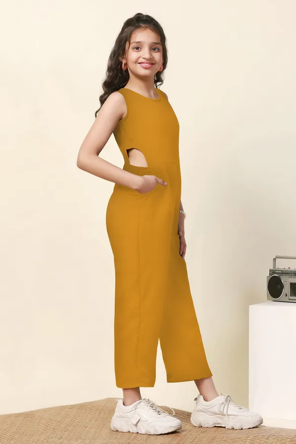 Mustard_Sugarcane_Solid_Ankle_Length_Jumpsuit_For_Girls