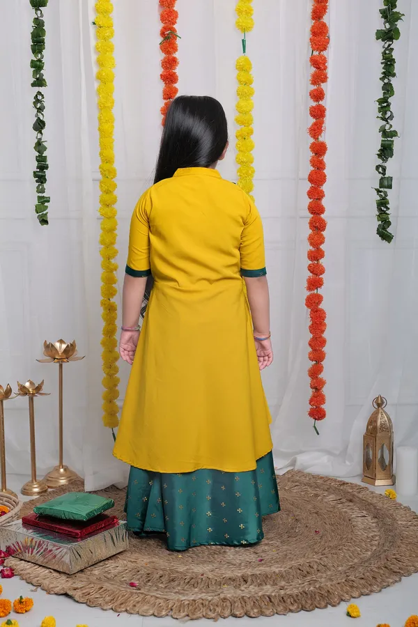 Green_Lehenga_Choli_With_Jacket_Set_For_Girls