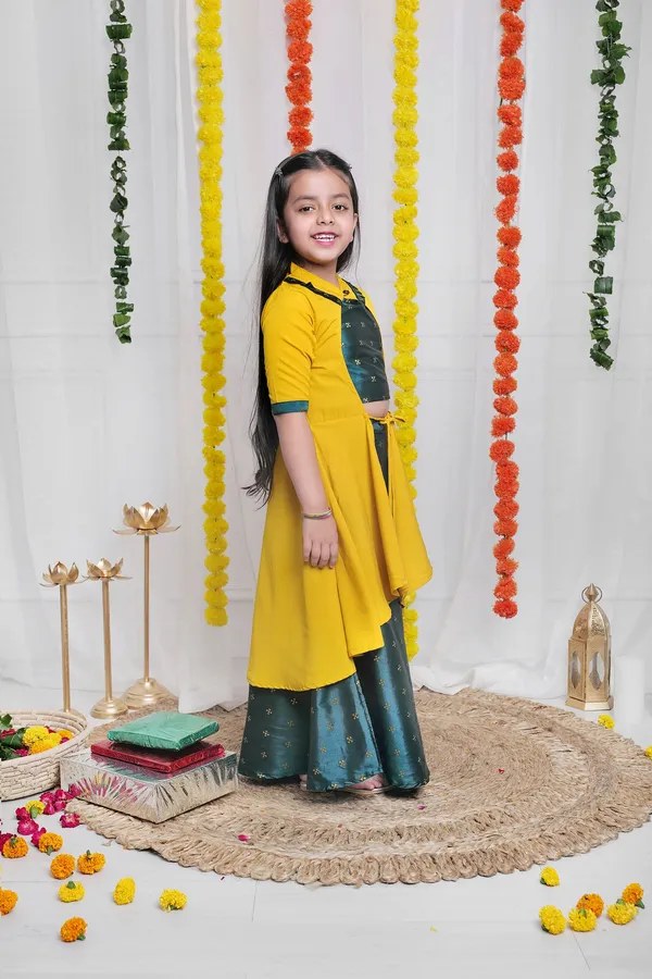 Green_Lehenga_Choli_With_Jacket_Set_For_Girls