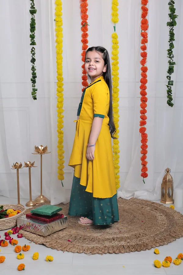 Green_Lehenga_Choli_With_Jacket_Set_For_Girls