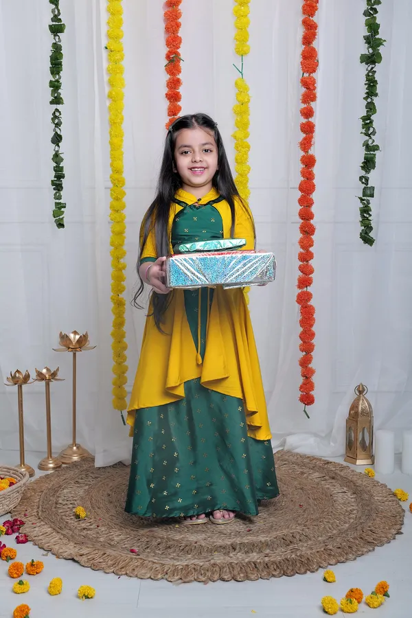 Green_Lehenga_Choli_With_Jacket_Set_For_Girls