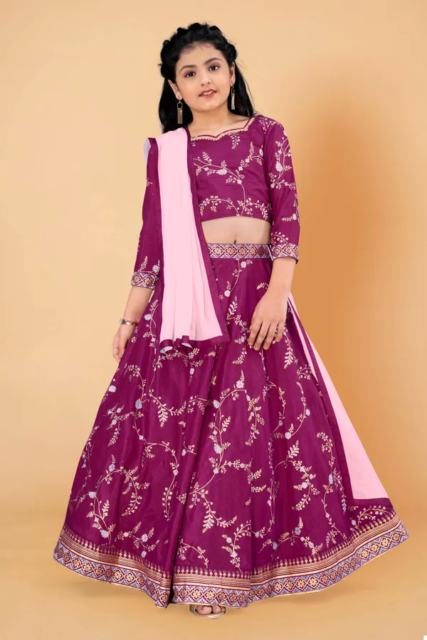 Purple_Dola_Silk_Foil_Printed_Readymade_Lehenga_Choli_With_Dupatta_For_Girls