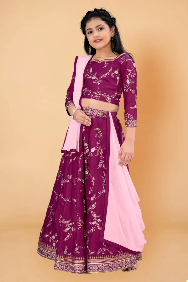 Purple_Dola_Silk_Foil_Printed_Readymade_Lehenga_Choli_With_Dupatta_For_Girls