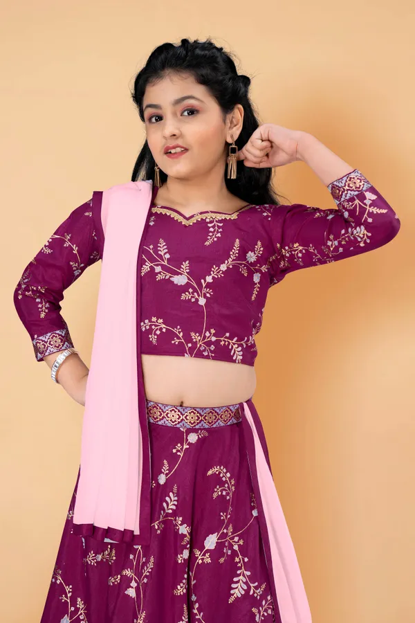 Purple_Dola_Silk_Foil_Printed_Readymade_Lehenga_Choli_With_Dupatta_For_Girls