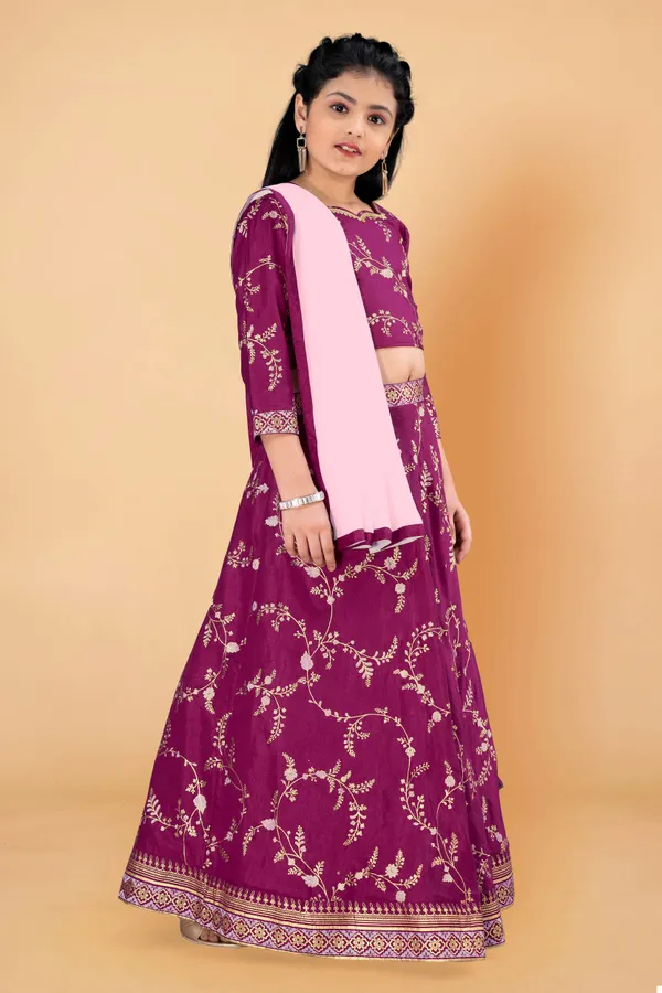 Purple_Dola_Silk_Foil_Printed_Readymade_Lehenga_Choli_With_Dupatta_For_Girls