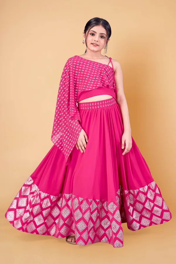 Pink_Georgette_Pigment_Work_Lehenga_Choli_For_Girls