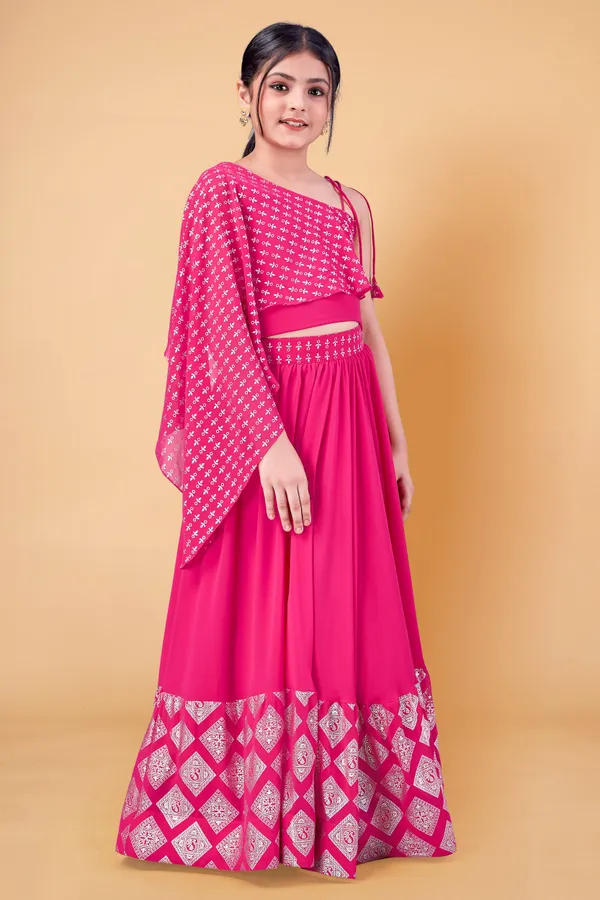 Pink_Georgette_Pigment_Work_Lehenga_Choli_For_Girls