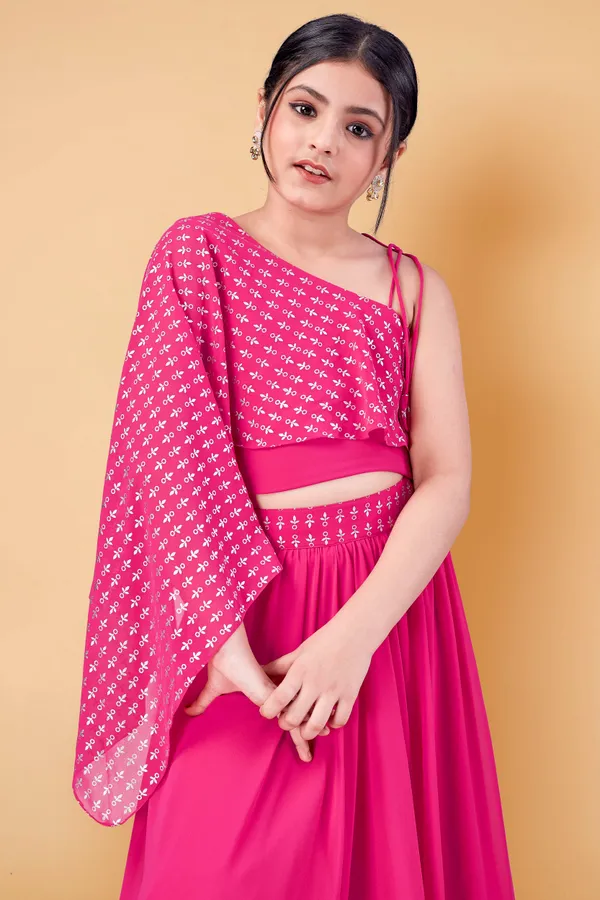 Pink_Georgette_Pigment_Work_Lehenga_Choli_For_Girls