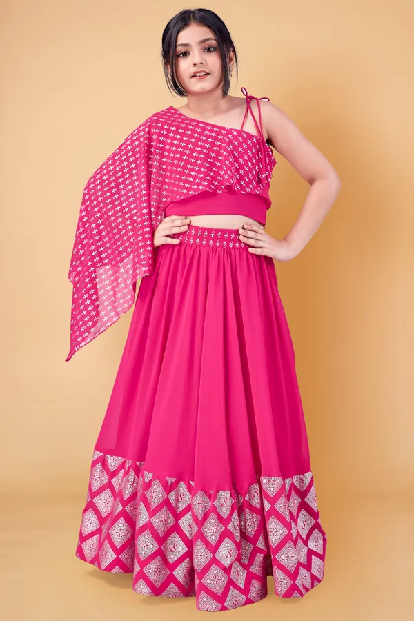 Pink_Georgette_Pigment_Work_Lehenga_Choli_For_Girls