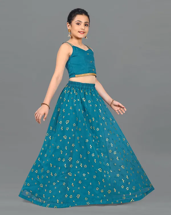 Firozi_Organza_Lather_Foil_Printed_Readymade_Lehenga_Choli_For_Girls