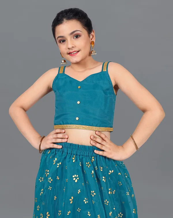 Firozi_Organza_Lather_Foil_Printed_Readymade_Lehenga_Choli_For_Girls