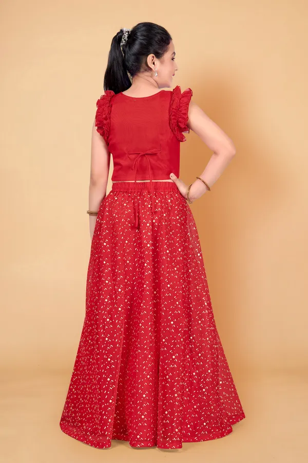 Red_Organza_Lather_Foil_Printed_Readymade_Lehenga_Choli_For_Girls