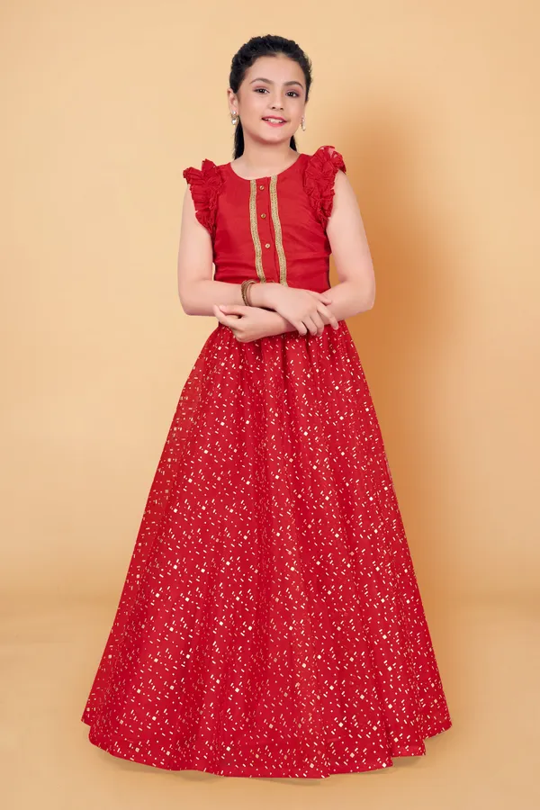 Red_Organza_Lather_Foil_Printed_Readymade_Lehenga_Choli_For_Girls