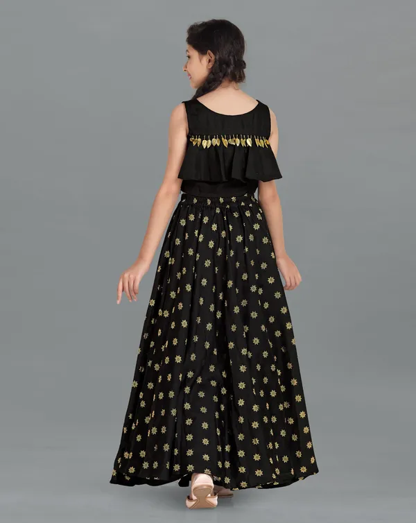 Black_Kota_Doria_Foil_Printed_Readymade_Lehenga_Choli_For_Girls