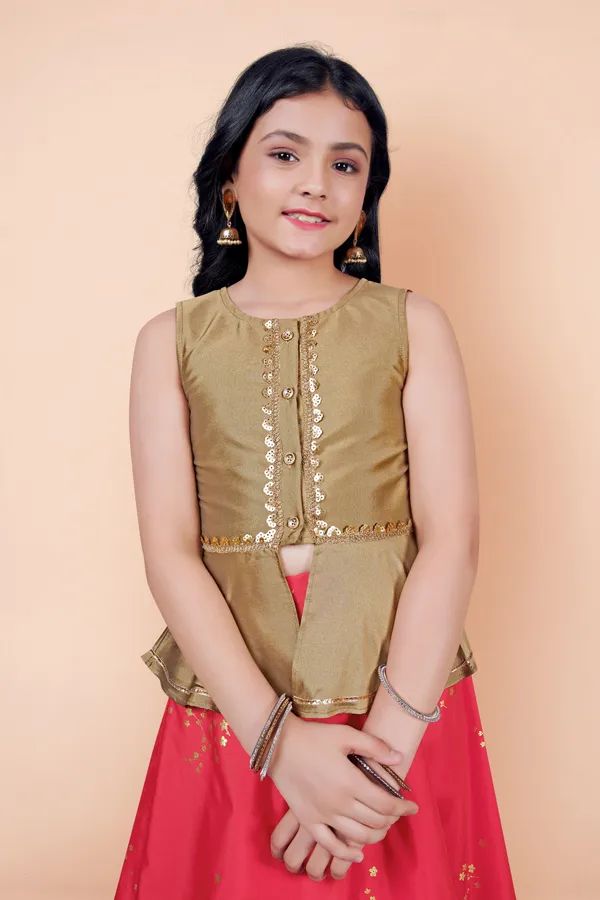 Beige_Taffeta_Foil_Printed_Readymade_Lehenga_Choli_For_Girls