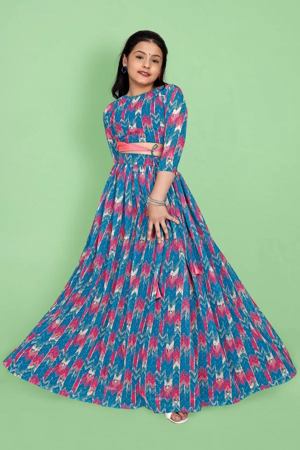 Teal_Blue_Ready_To_Wear_Georgette_Lehenga_Choli_Set_For_Girls