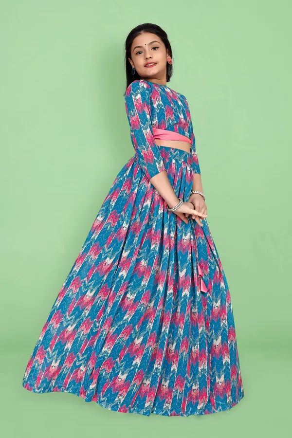 Teal_Blue_Ready_To_Wear_Georgette_Lehenga_Choli_Set_For_Girls