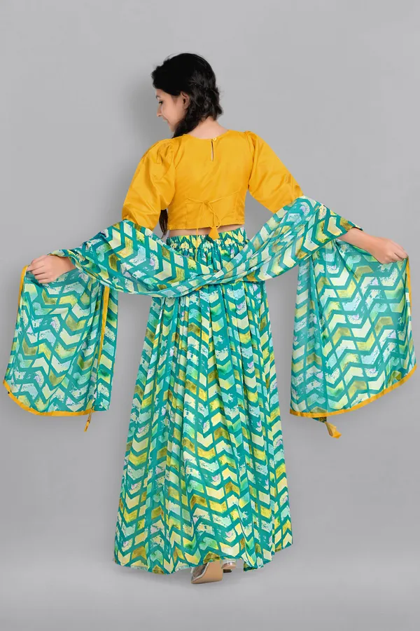 Yellow_Georgette_Readymade_Lehenga_Choli_&_Dupatta_Set_For_Girls