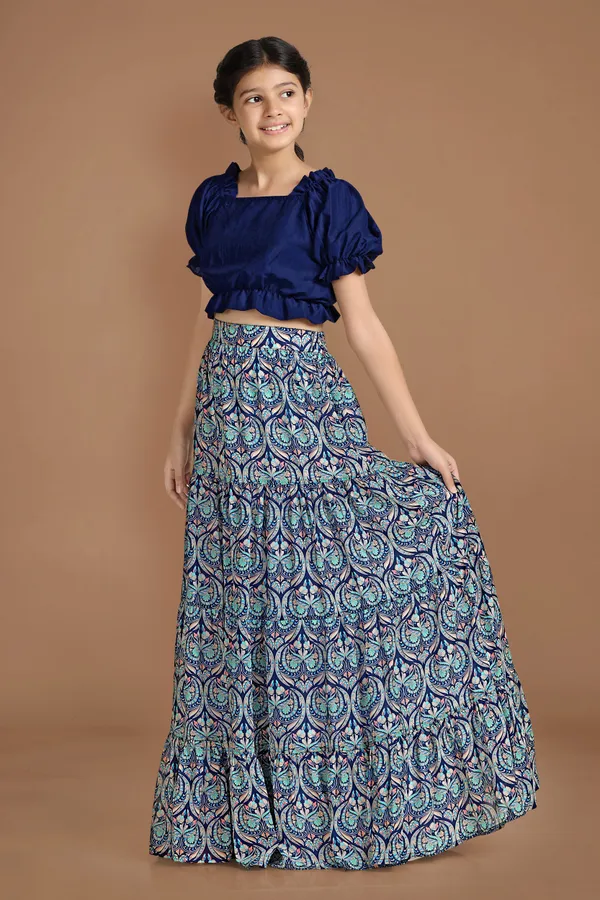 Navy_Blue_Georgette_Readymade_Lehenga_Choli_For_Girls