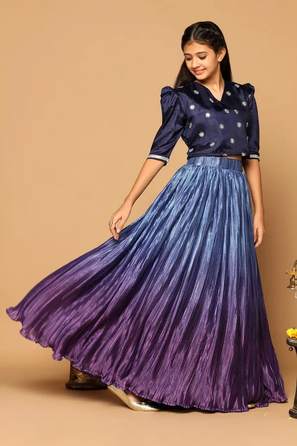 Blue_Chinon_Embroidered_Lehenga_Choli_Set_For_Girls